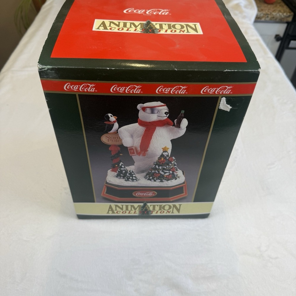 Coca-Cola Polar Bear Animation Collection Christmas Musical Figure w/ Box VTG